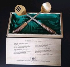 Jagdbesteck Salatbesteck Wicküler,Hirschhorngriff 27cm Signal Solingen,Holzbox