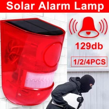 1/2/3/4PCS Solar Alarm LED Strobe Light Wireless Motion Sensor Detector Outdoor