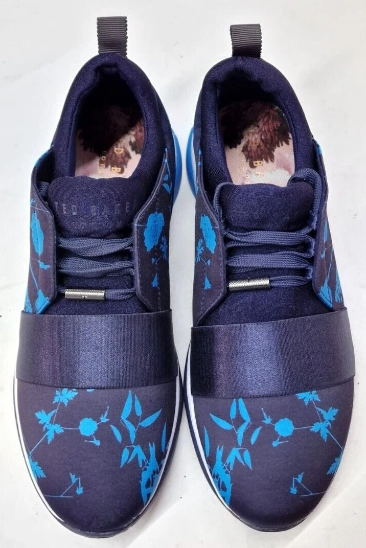 Ted Baker Women s Cepas 2 Strap Detail Suede Trim Trainers Shoes Blue UK 4