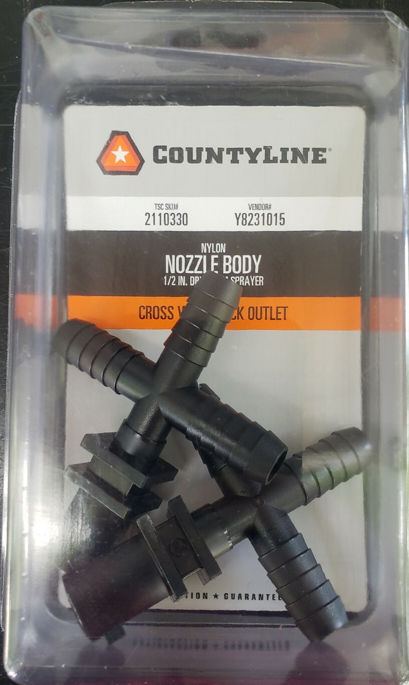 Countyline 1/2" Dry Boom Sprayer nozzle body 2 pack Cross with Quick