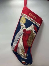 Lands' End Home Christmas Stocking Needlepoint Santa Claus Monogrammed * STEVE *