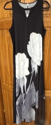 Make Well M Black White Floral Print Sleeveless V-Neck Long Maxi Dress