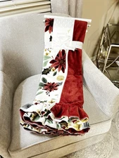 NWT Papyrus Ruffle Holiday Design Reversible Throw Blanket 50"X70"