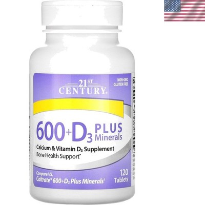 Calcium 600 Plus D3 Caplets, Unflavored - Bone & Joint Health Support, 120 Count