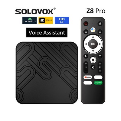 Solovox Z8 Pro 12 Androidtv box 8K Quad core 4GB/32GB with Voice Assistant