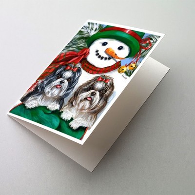 Caroline's Treasures Shih Tzu Christmas Snowman Greeting Cards Pack of 8