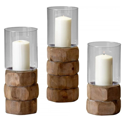 Natural Wood Large Hex Nut Candleholder - Picture 1 of 1