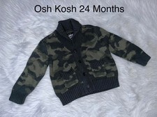 Osh Kosh B'Gosh Camo Shawl Collar Cardigan Sweater Size 24 Months EUC