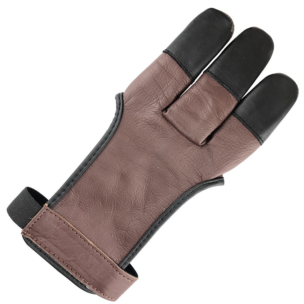 Gant de tir à l'arc à 3 doigts protection anti-friction en cuir de vache pour arc classique