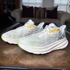 Hoka One One Clifton 9 Shoes Womens Size 8.5 Beige Running Athletic Gym Sneakers