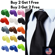 New Men's Dress Tie Solid Color Classic Neck Tie Necktie Wedding Formal USA