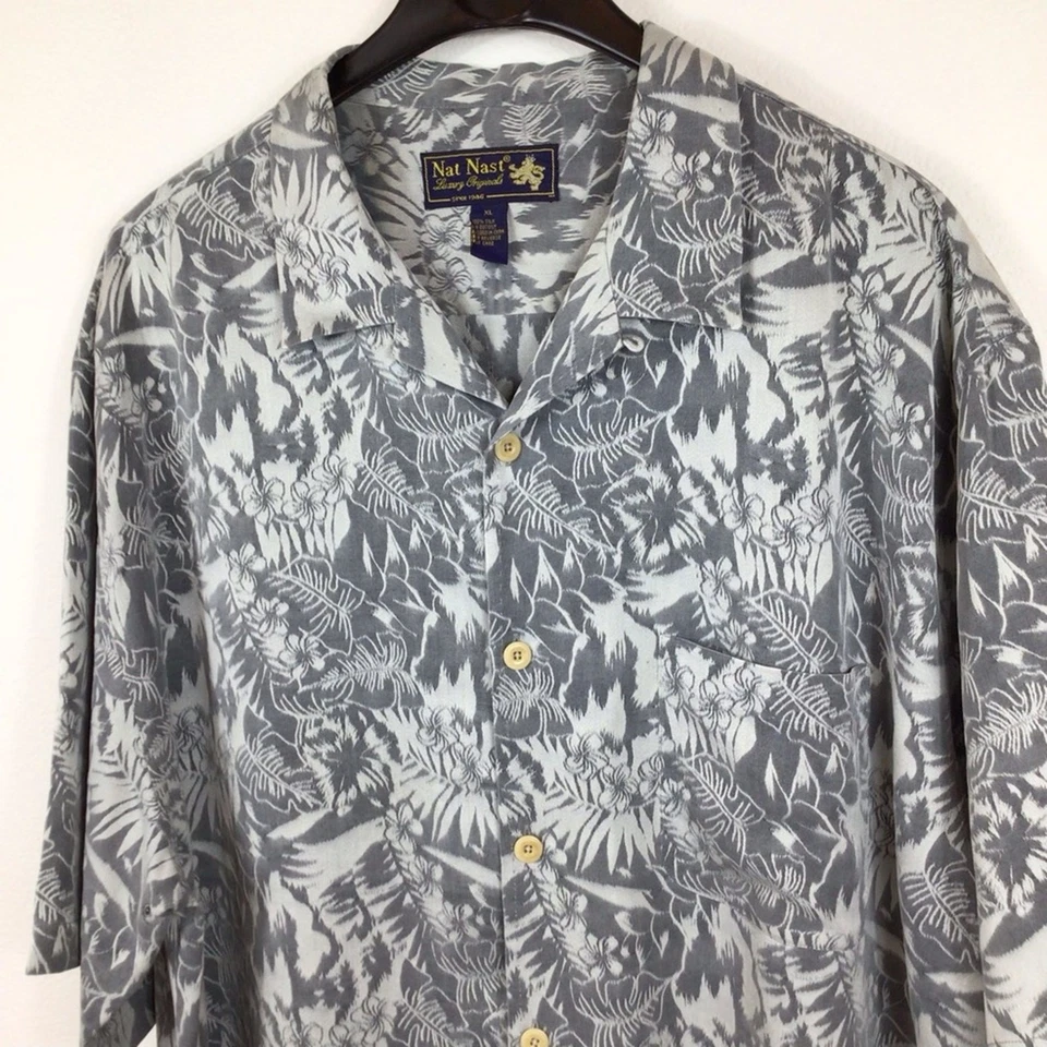 Camisa NAT NAST Seda Tropical Aloha Manga Corta Abotonada Para Hombre Talla XL Foto 2 de 4