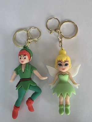 2 x PETER PAN & TINKERBELL Chunky Charakter Schlüsselanhänger Schlüsselanhängsel