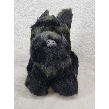 Realistic Black Scottish Terrier Scottie Dog Plush Stuffed Animal Sitting 7.5 in