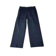 Brooks Brothers Advantage Chino Elliot Navy Blue Pleated Cuffed Pants 36x30 Mens