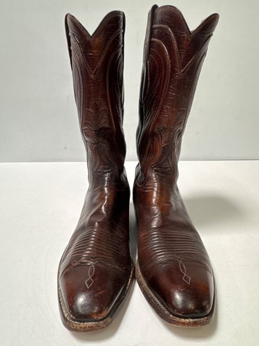 Lucchese San Antonio Western Cowboy Boots Size 10A Leather Mens French Toe Brown - Picture 4 of 11