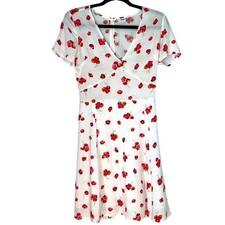 Gap Women's White Mini Short Sleeve Red Orange Pink Floral Size 0 Cottagecore