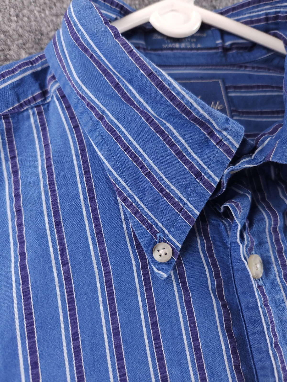 Faconnable Button-Down Large Cotton USA Blue Stri… - image 9