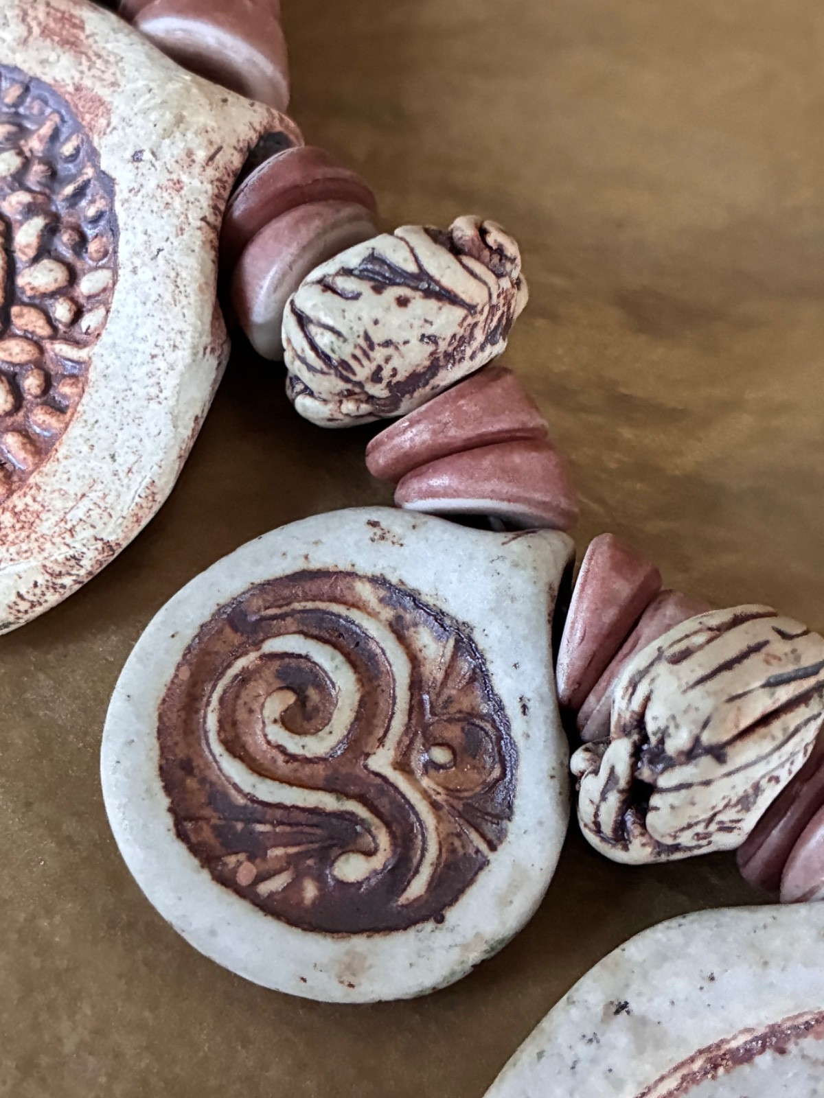 Vintage Artisan Earthenware Statement Necklace Be… - image 23