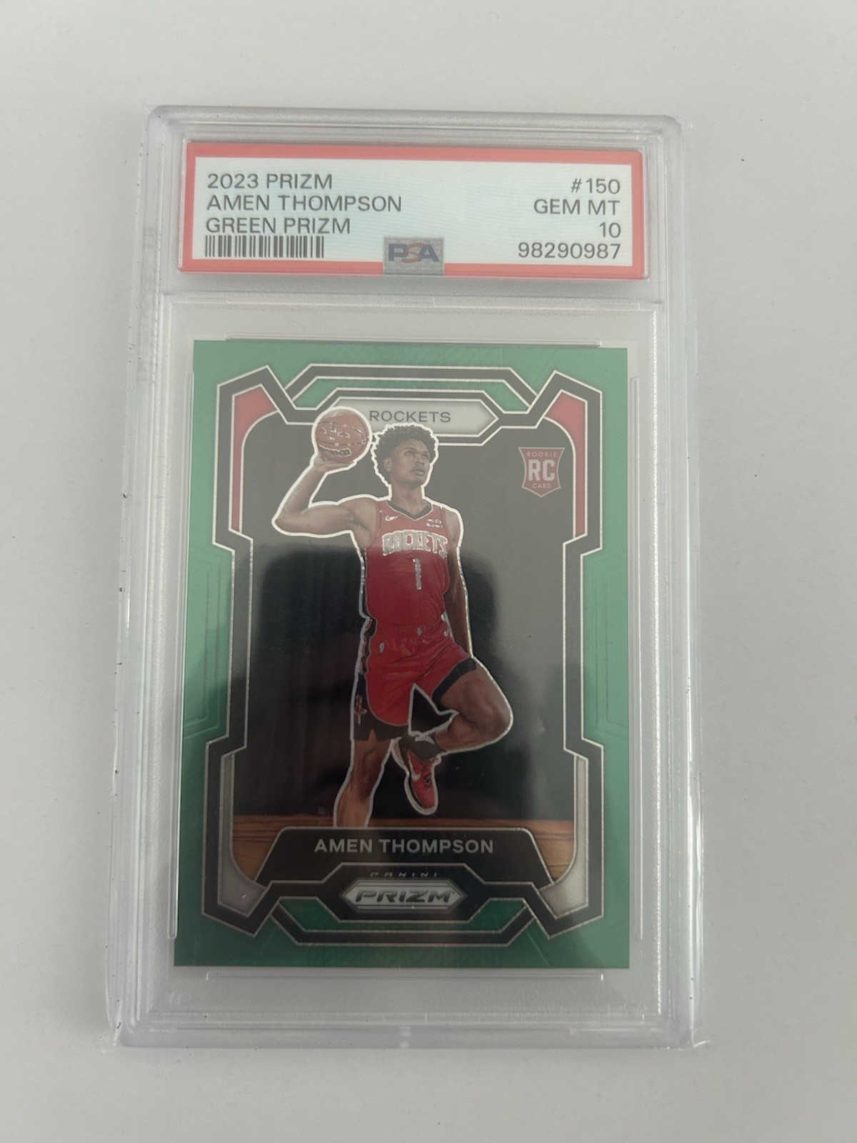 Panini 2023-24 Prizm Amen Thompson #150 Green Prizm Rookie PSA 10