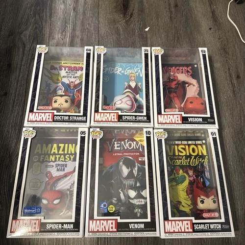 Funko Pop Marvel Comic Covers Lot of 6,  Spider-Man Dr Strange Spider Gwen Venom