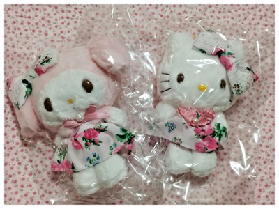 My Melody Hello Kitty meets Laura Ashley Plüsch Schlüsselanhänger Japanisch K...