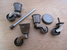SOLID Brass Vintage victorian old retro traditional swivel castor wheel screw