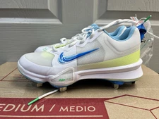 Nike Force Trout 9 Pro Cleats Baseball White/Volt/Blue FQ7941-100 Men’s Size 7.5