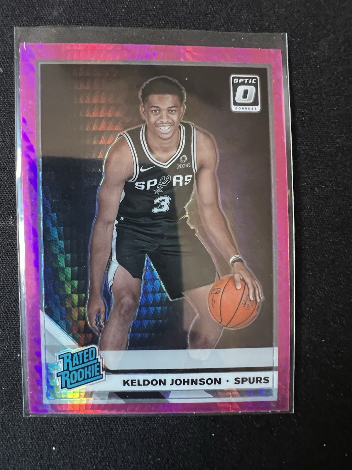 2019 Panini Donruss Optic Rated Rookie Keldon Johnson #186 Pink Hyper Prizm RC