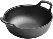 VONOTO Cast Iron Wok with Handles, Pre-seasoned Cast Iron Grilling Wok, Use i...