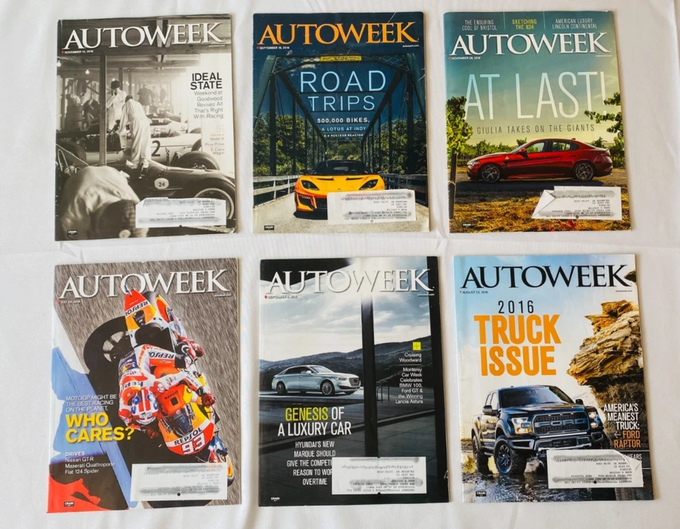 Vintage Autoweek Magazine Lot of 12 Year 2016 Chevy Ford McQueen Nissan GTR - Image 3 of 4