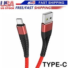 Heavy Duty Braided USB C Type-C Fast Charging Data Sync Charger Cable Long Cord