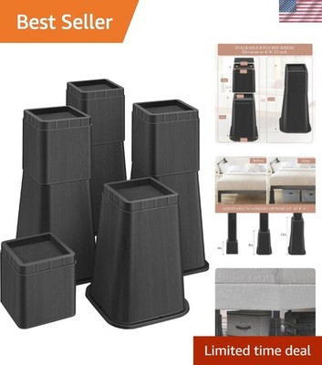 Bed Risers 12 Inch Heavy Duty, Furniture Risers Lifts 12'' 8'' 4'' for Table, De...