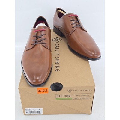 Call It Spring Hudsen-220 Dress Shoes Mens 8 Cognac Vegan Leather -New
