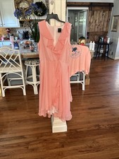 Gabby Skye Ruffle Pink Striped Faux Wrap Ruffle Belted Summer Dress Size 10