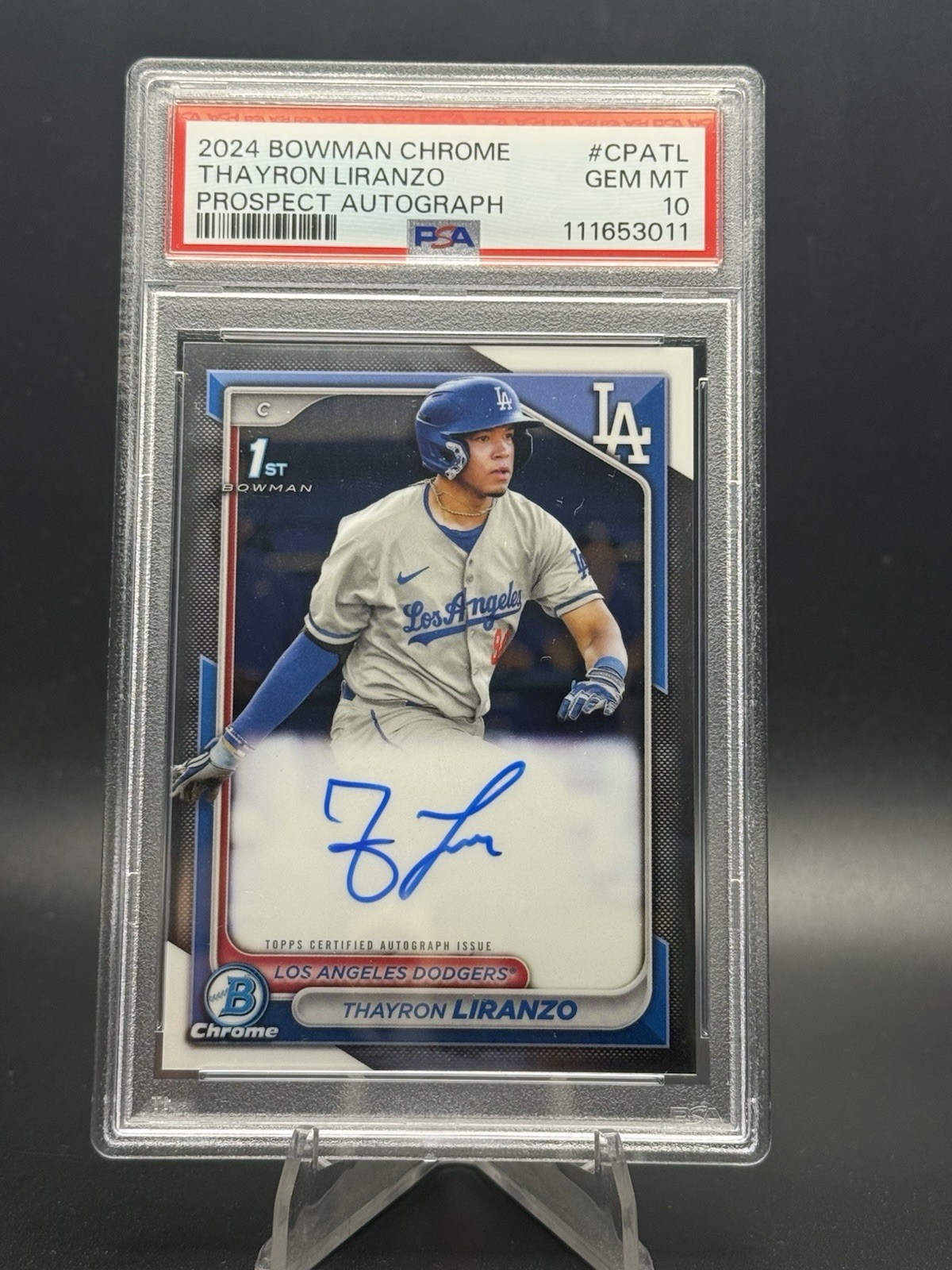 THAYRON LIRANZO 2024 BOWMAN CHROME 1ST AUTOGRAPH DODGERS AUTO PSA 10