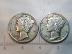 Lot of Mercury Silver Dimes - (2) 1942 P Brilliant Circulated