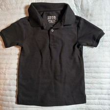 IZOD Boys Black Polo Performance Shirt Collar School Uniform -N15