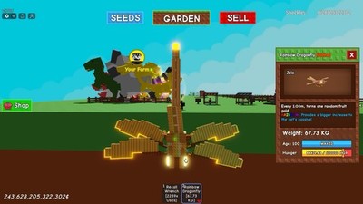 Grow a Garden Pet For Sell Age 100 1min Cool Cooldown Titanic Rainbow Dragonfly