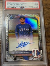 ELORKY RODRIGUEZ 2025 Bowman Chrome #CPA-ER 1st Black Reptilian Auto /10 PSA 9