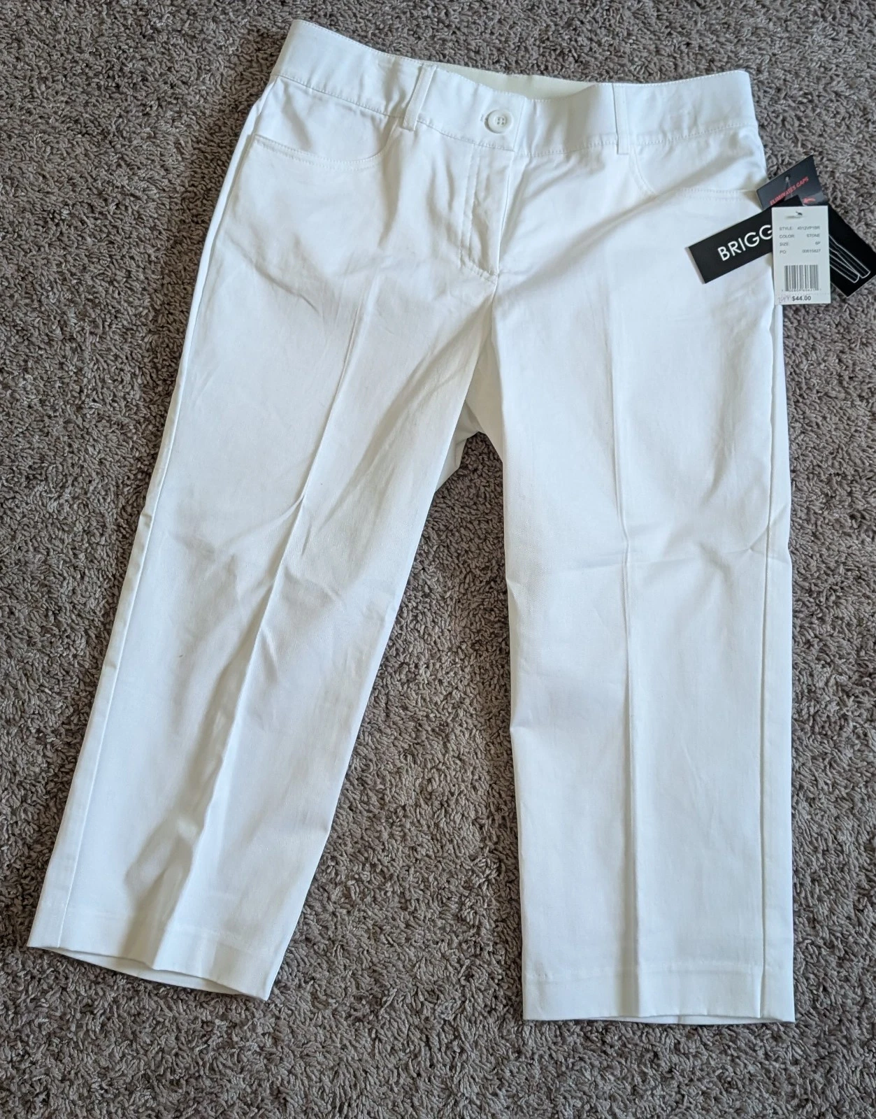 NWT Briggs Women's Size 6P White Capri Pants Perfect Fit