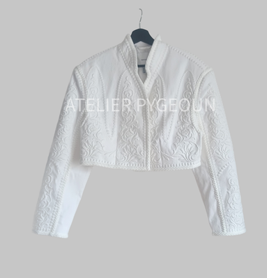 H&M S/S 2026 Linen-Blend Embroidered Bolero Jacket 1337885001