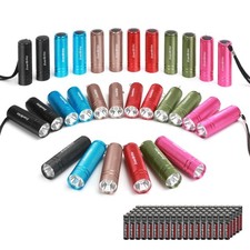 30-Pack Mini Flashlight Set, Aluminum LED Handheld Torches with Lanyard, Asso...