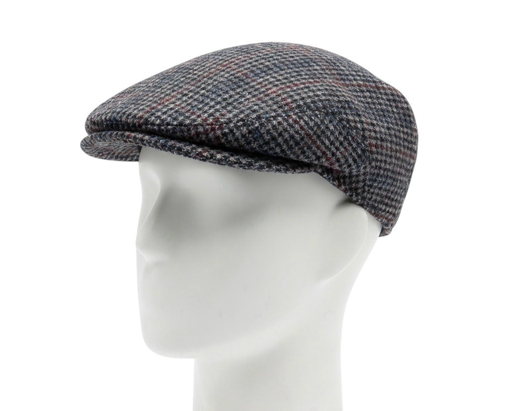 Vintage 80s Flat Cap Houndstooth Check Pattern Retro Indie 56cm Medium