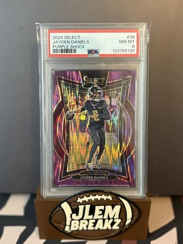 2024 Select Jayden Daniels Concourse Purple Prizm Shock RC #72/360 PSA 8