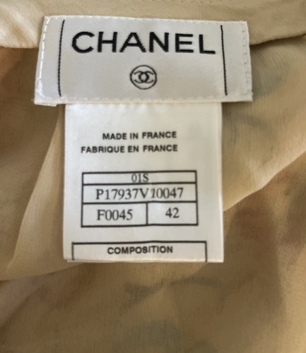CHANEL Silk Logo Different Color CC Flowers Cherry Blossom Skirt Sz. 42~ Mint - Picture 8 of 9