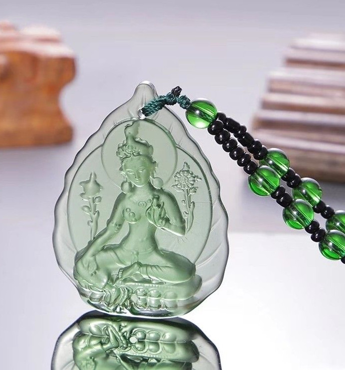 Collar Estatua Tara Verde Budista Colgante Accesorios Colgante