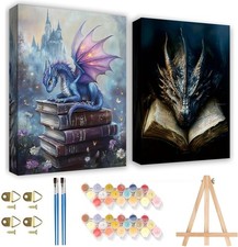 2 Pack Dragon Paint by Number Kits for Adults with Frame - Adult Paint by Number