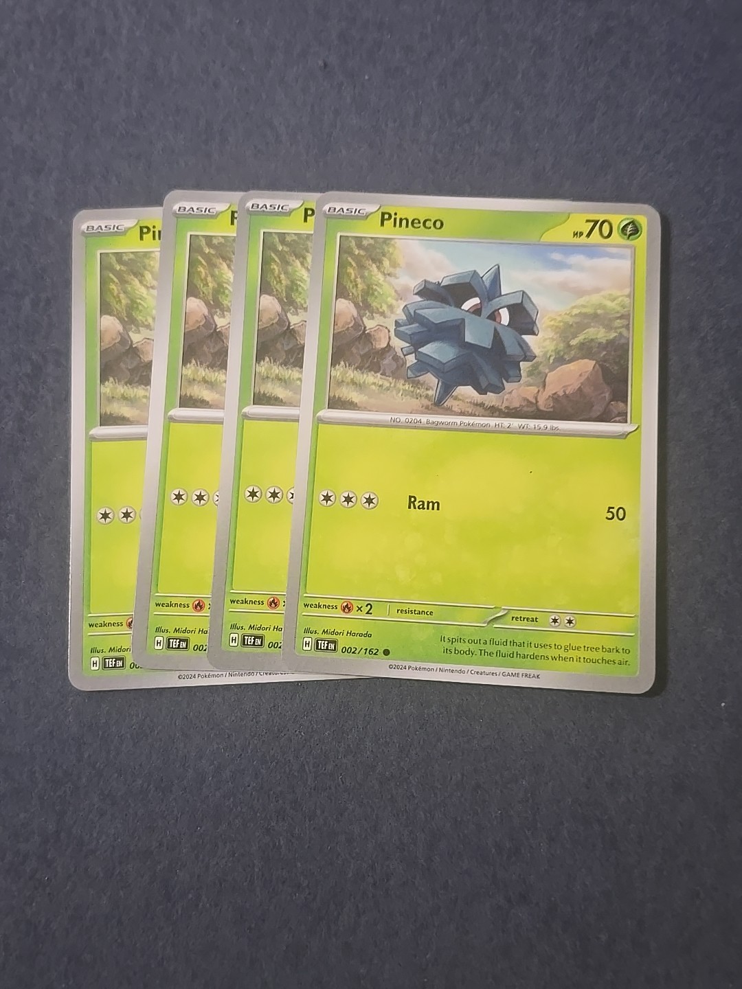 x4 Pineco - 002/162 - Common -Pokemon SV05 Temporal Forces M/NM