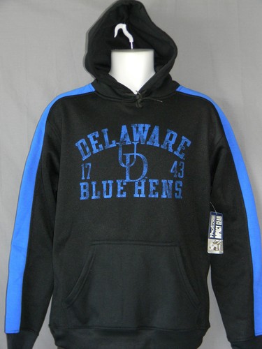 Mens Delaware Blue Hens Hoodie Size Large XL Vintage Logo Black UD Sweatshirt - Picture 10 of 11